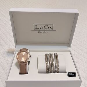 L & Co. Timepieces Watch and Bracelet Set